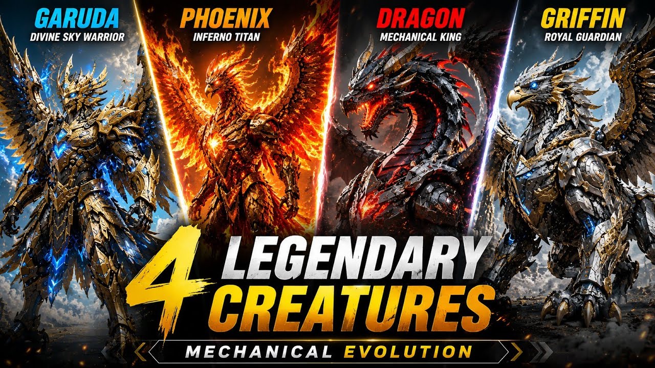 4 LEGENDARY CREATURES⚙️MECHANICAL EVOLUTION #ai #aitransformation #aiart #mechanicaltransformation 