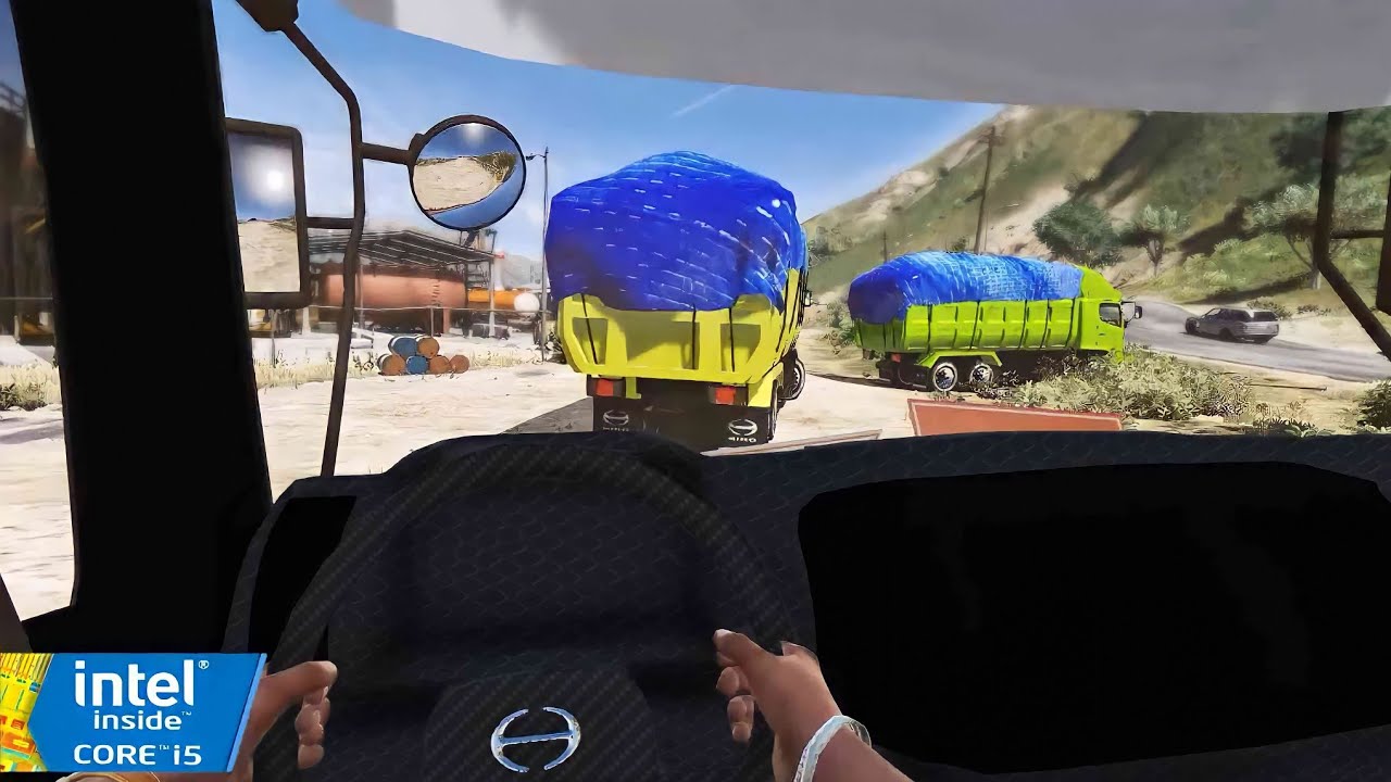 POV Driving Hino 500 Convoy With Load Recyclable Material - GTA 5 | Gameplay