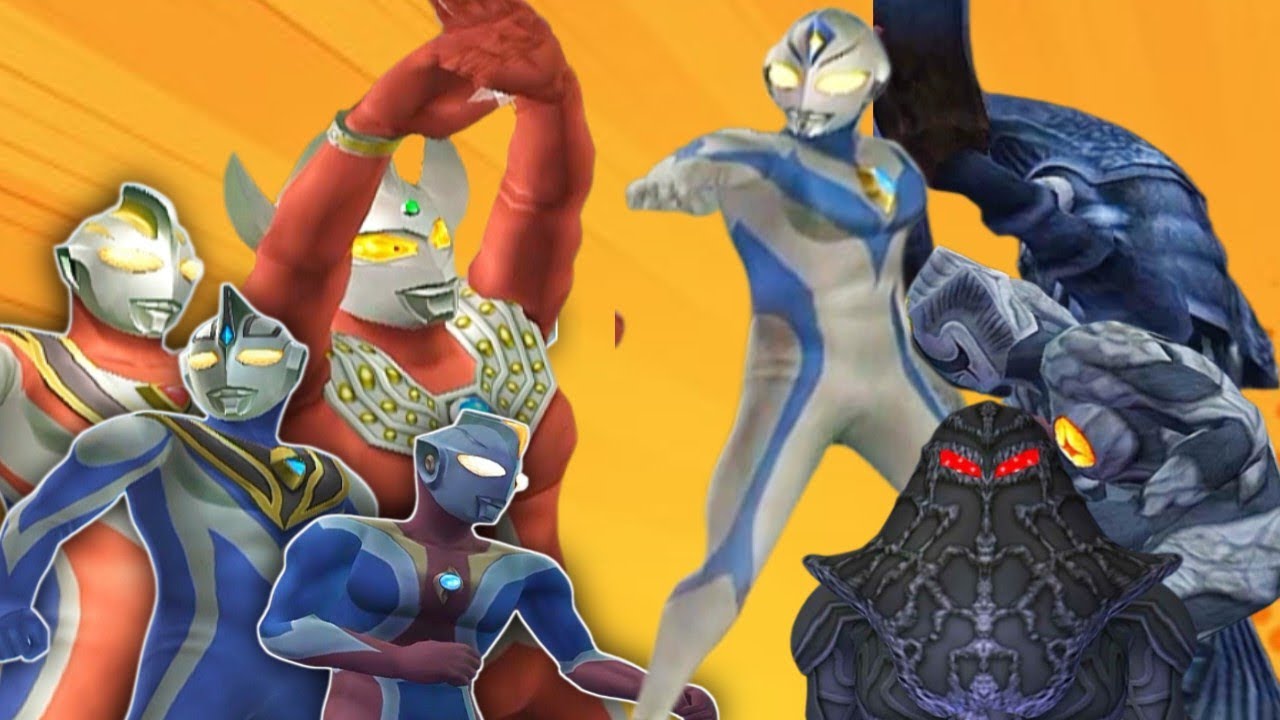 Ultraman Taro, Gaia, Agul, cosmos vs Dyna, kyrieloid, Alien Baltan, 