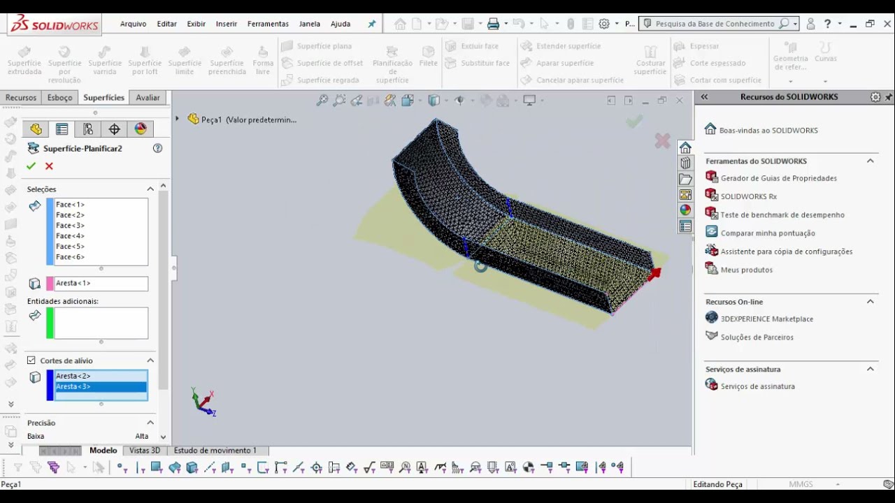 Aula 14   - Como planificar uma superfície? - Solidworks