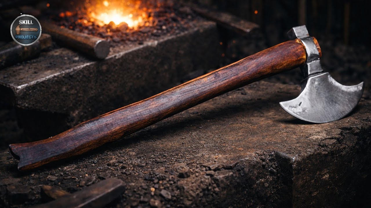 Forging a Strong Axe from Scrap Steel Rod
