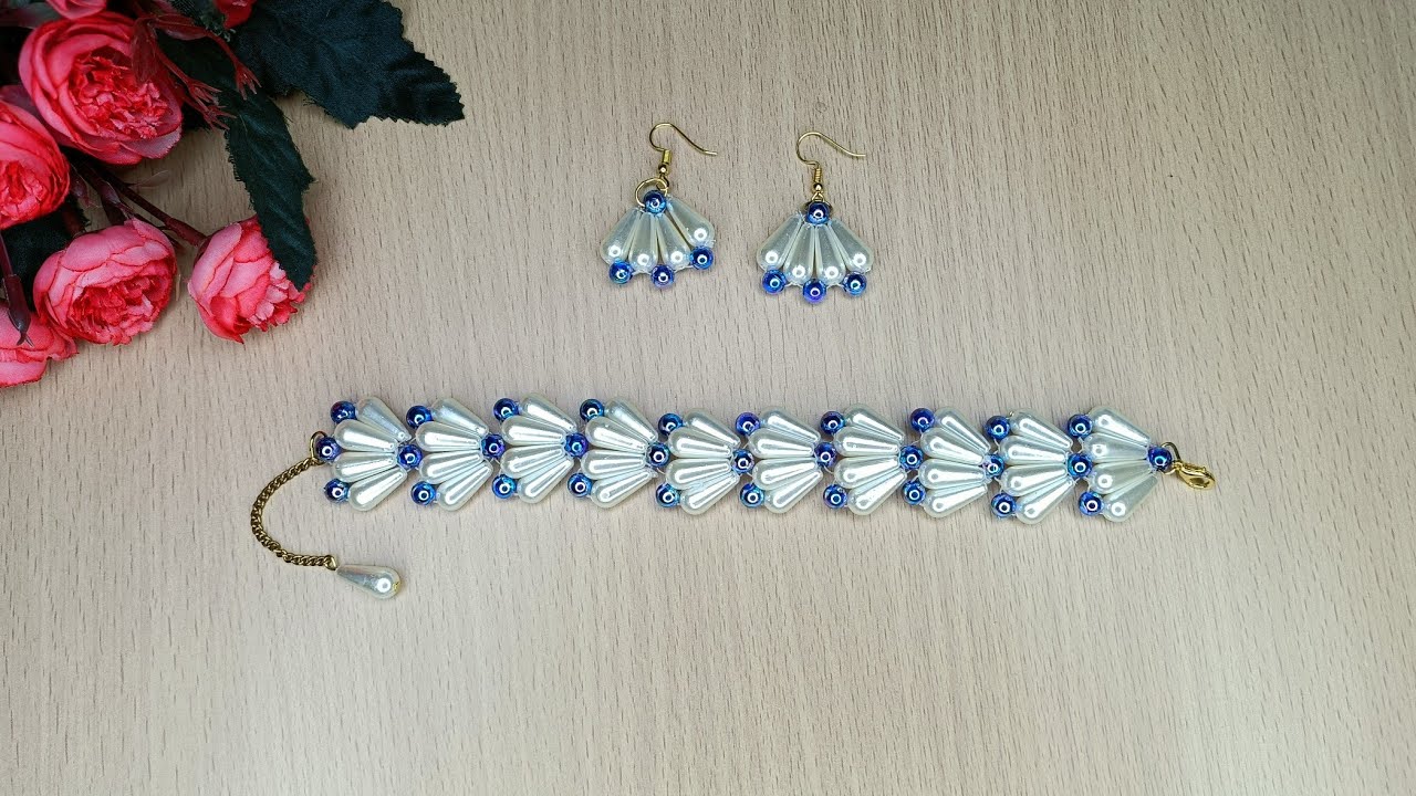 Beads Jewellery Making For Beginners/Bracelet & Earrings/Handmade  Jewellery/Waterlily Creation