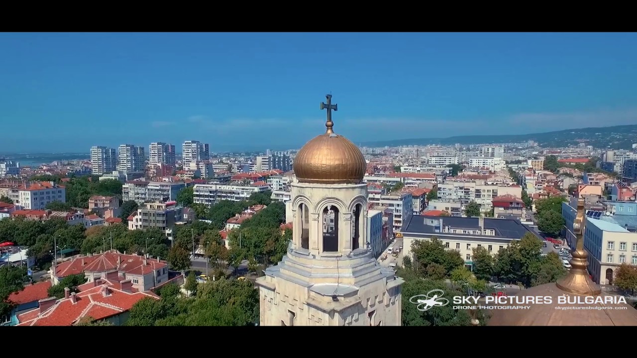 Drone Aerial video over Black sea town of Varna