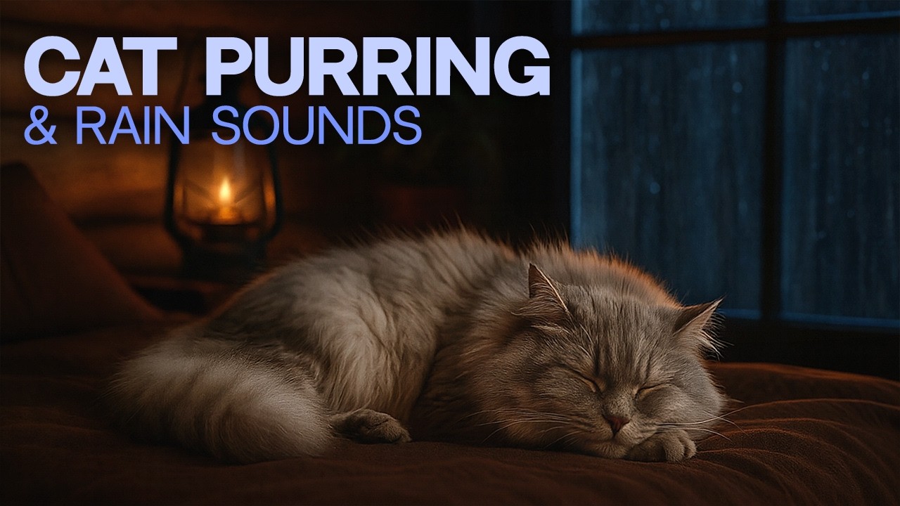 Cat Purring and Rain Sounds for Relaxing and Sleeping | 12 hours | Gentle Cat Purr