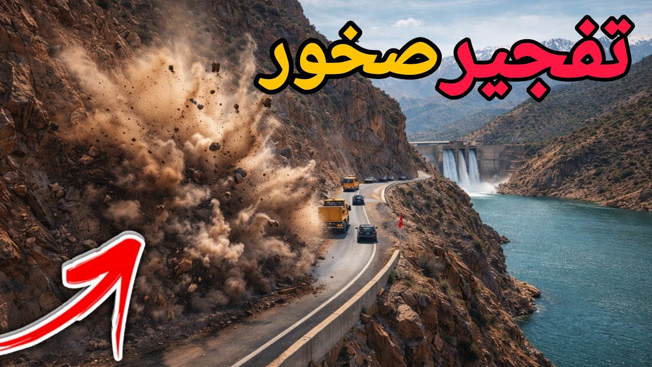 اضخم تفجير الصخور لتوسعة أخطر طريق😱