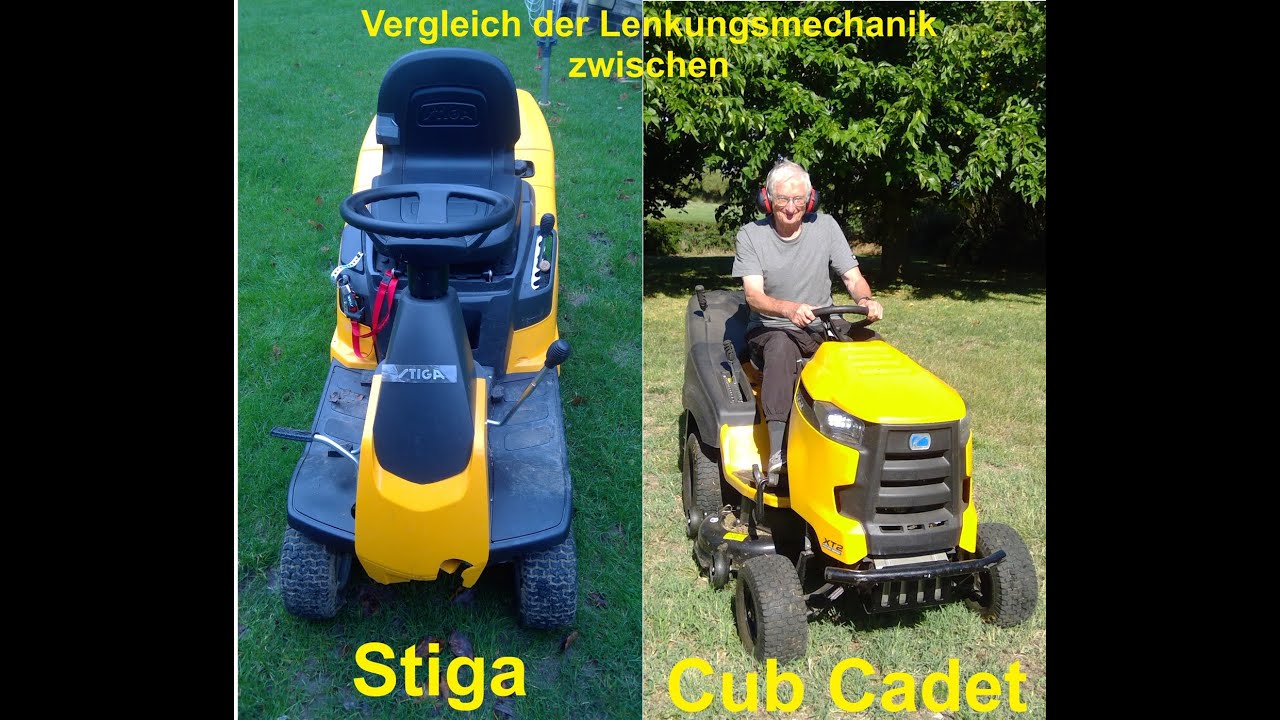 Vergleich zwischen Rasentraktoren/Aufsitzrasenmähern Stiga und Cub Cadet / Test / Erfahrungsbericht