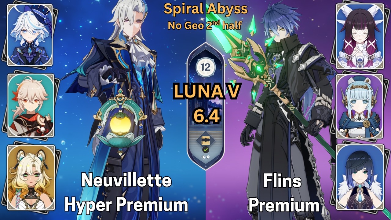 C1 Neuvillette Hypercarry & C1 Flins Premium Lunar-charged | SPIRAL ABYSS 6.4 | GENSHIN IMPACT