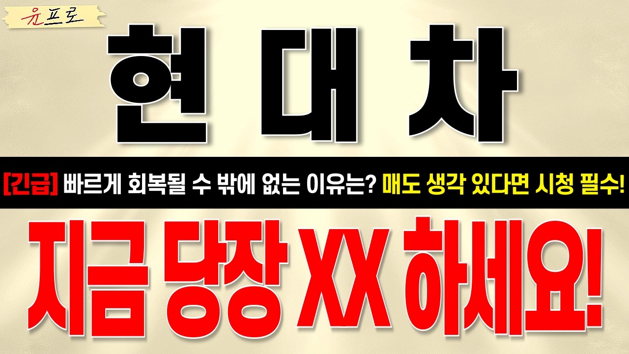 [현대차 주가전망] *긴급* 이번 하락은 빠르게 회복 될 가능성이 높다! 마지막 매수 기회 놓치지 말자! #현대차 #현대차주가전망