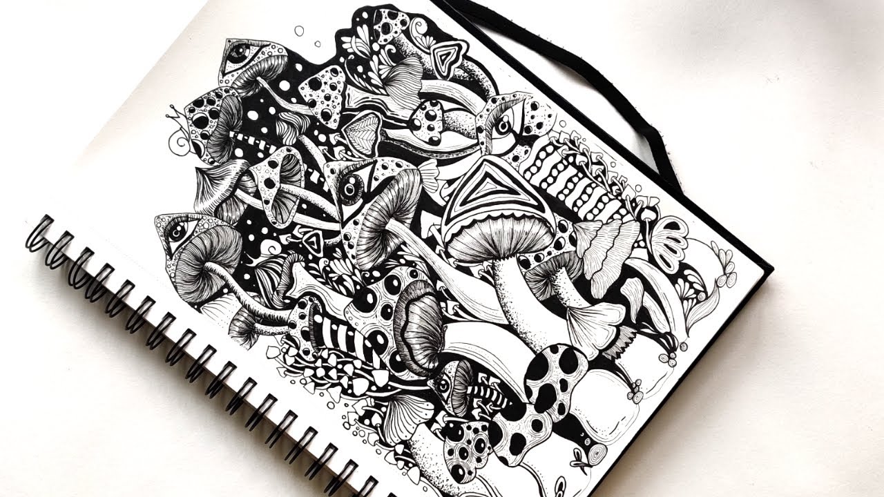 Mushroom zentangles || Zentangle art || Zentangle || Doodle art || Zendoodle