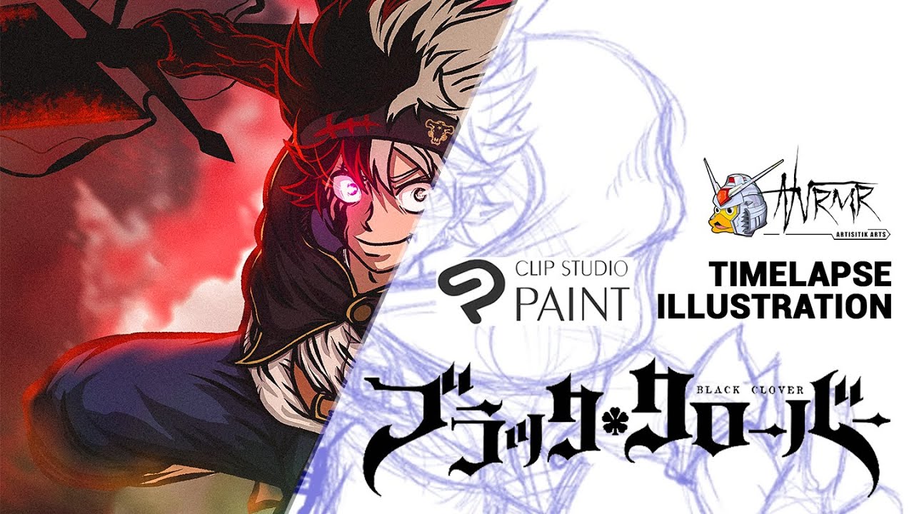 Black Clover (Dubstep Remix) ASTA - Clip Studio Paint Time Lapse