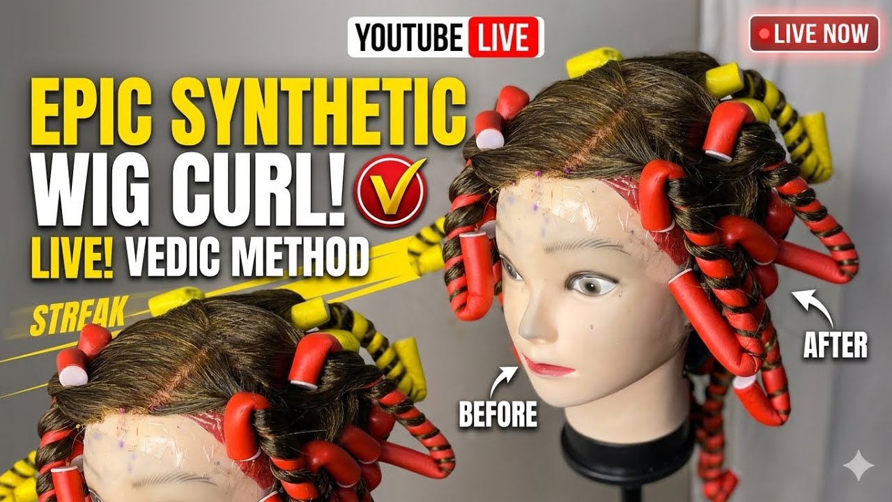 From Straight to Bouncy Curls: Synthetic Wig Makeover LIVE 💇‍♀️