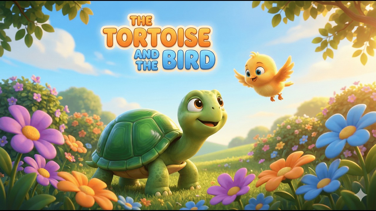 The Tortoise and the Bird: Slow English Moral Story for Kids | Kidz Education Story Time
