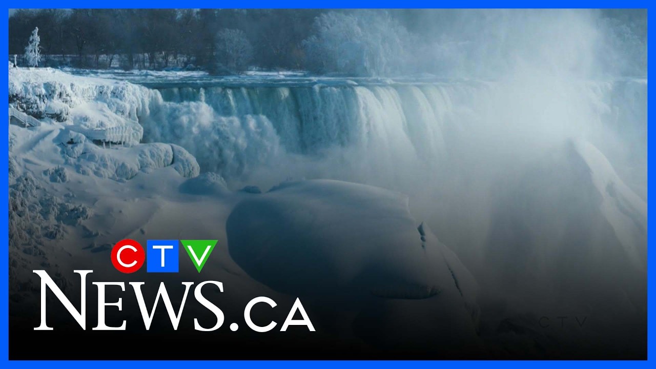 Parts of Niagara Falls encased in ice, turning it into a winter wonderland