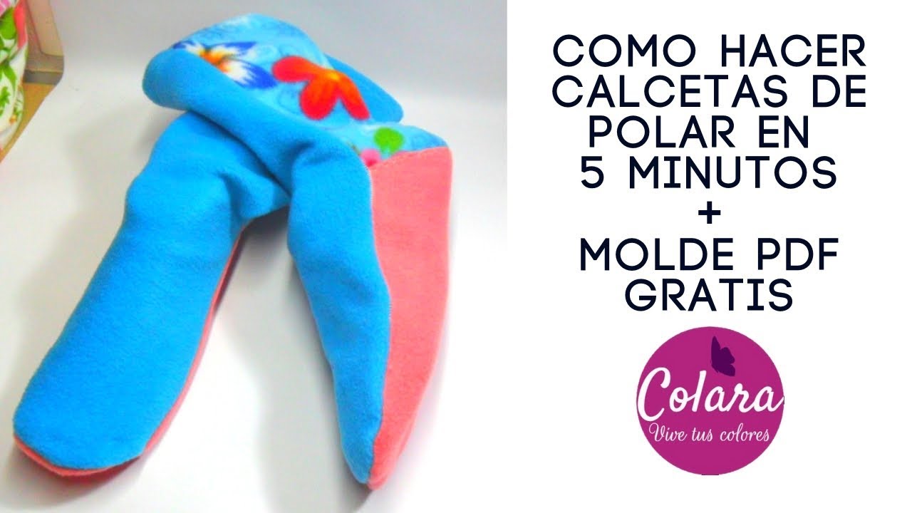 Como hacer calcetas de polar fácil y rápido / How to make polar socks in 5 min easy and fast + PDF
