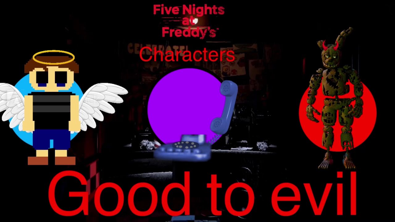 Five Nights at Freddy’s characters: good to evil 🐻🐰🐤🦊🍕