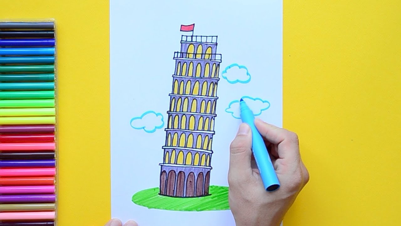 How to draw the Leaning Tower of Pisa, Italy