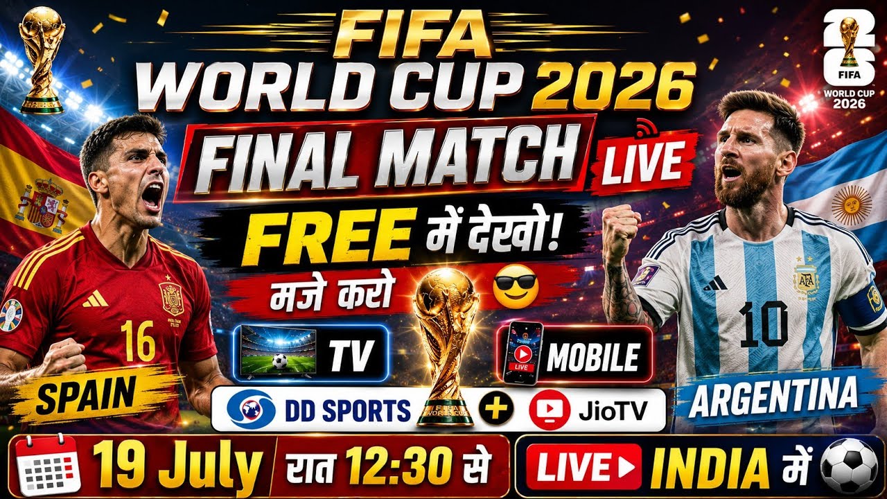 FIFA World Cup 2026 Final LIVE FREE में कैसे देखें? 📺 TV + 📱 Mobile | DD Sports + JioTV 🔥⚽