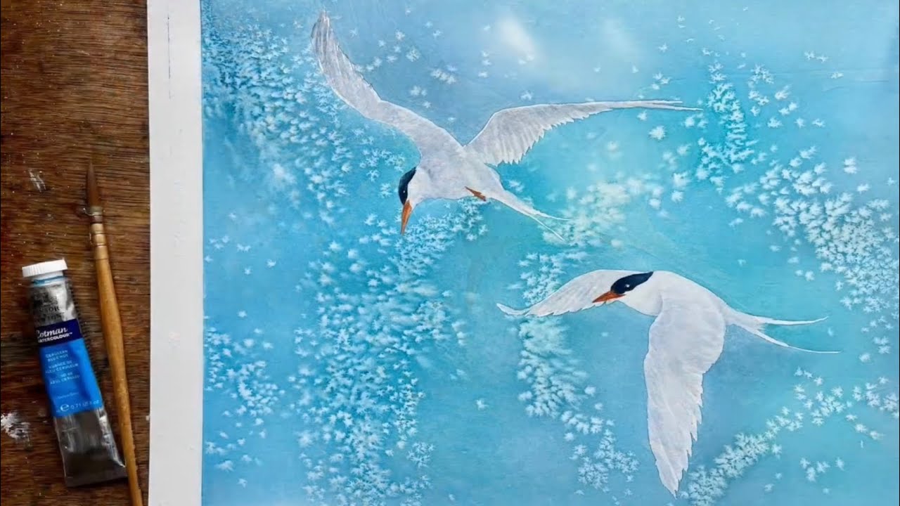 NEW WATERCOLOUR POUR Technique! LOOSE Watercolor Techniques, Landscape Painting for Beginners, Sky