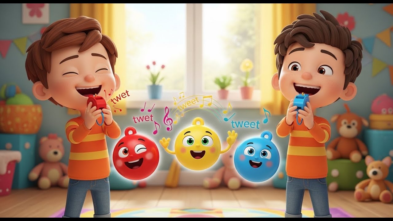 Tres Pequeños Silbatos de Juguete Tweet Tweet | Canciones Infantiles de Sonidos