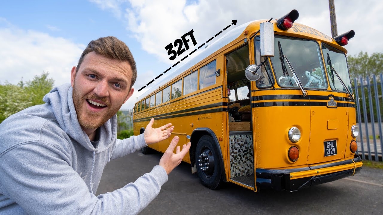 24-часовая ночевка в импортном американском школьном автобусе (миниатюрный дом на колесах)