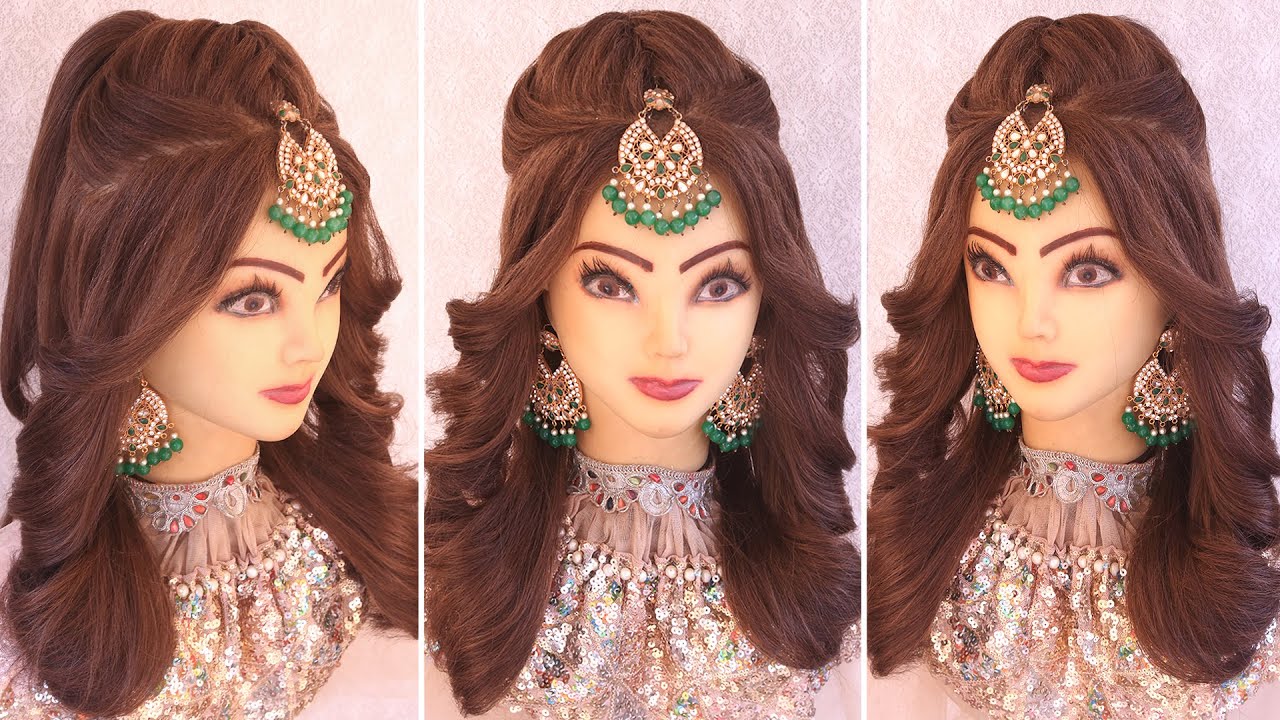 Curly bridal hairstyles l Fabulous open hairstyle for wedding l Elegant party look for bride
