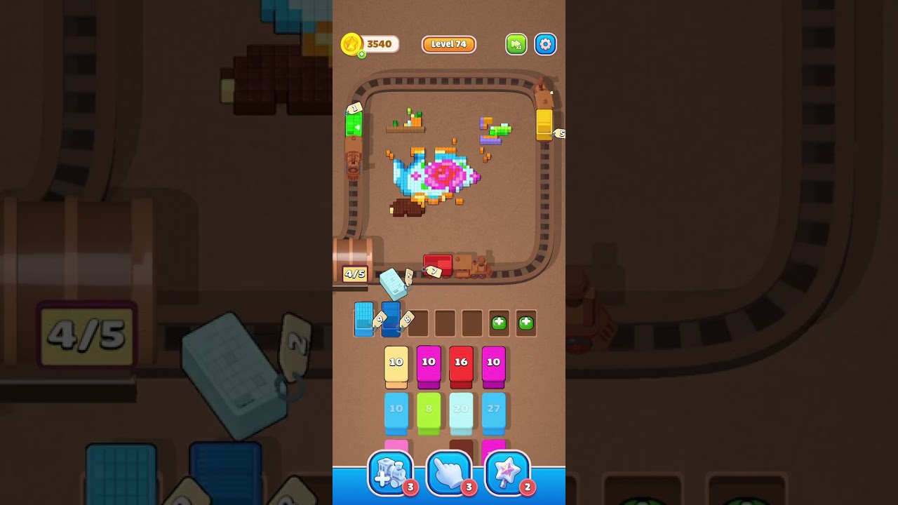 Level 74 Pixel Color Train Puzzle