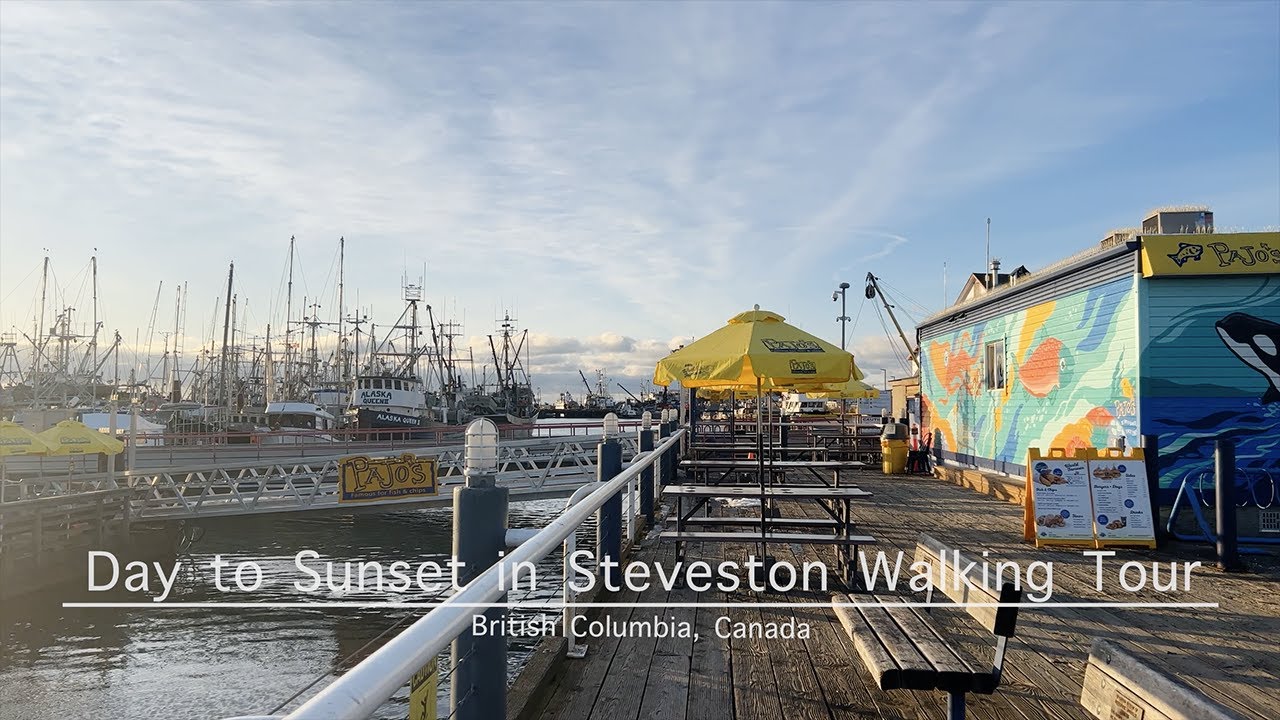 [4K]🇨🇦 Day to Sunset in Steveston,  Fisherman's Wharf , British Columbia, Walking Tour Dec 2022