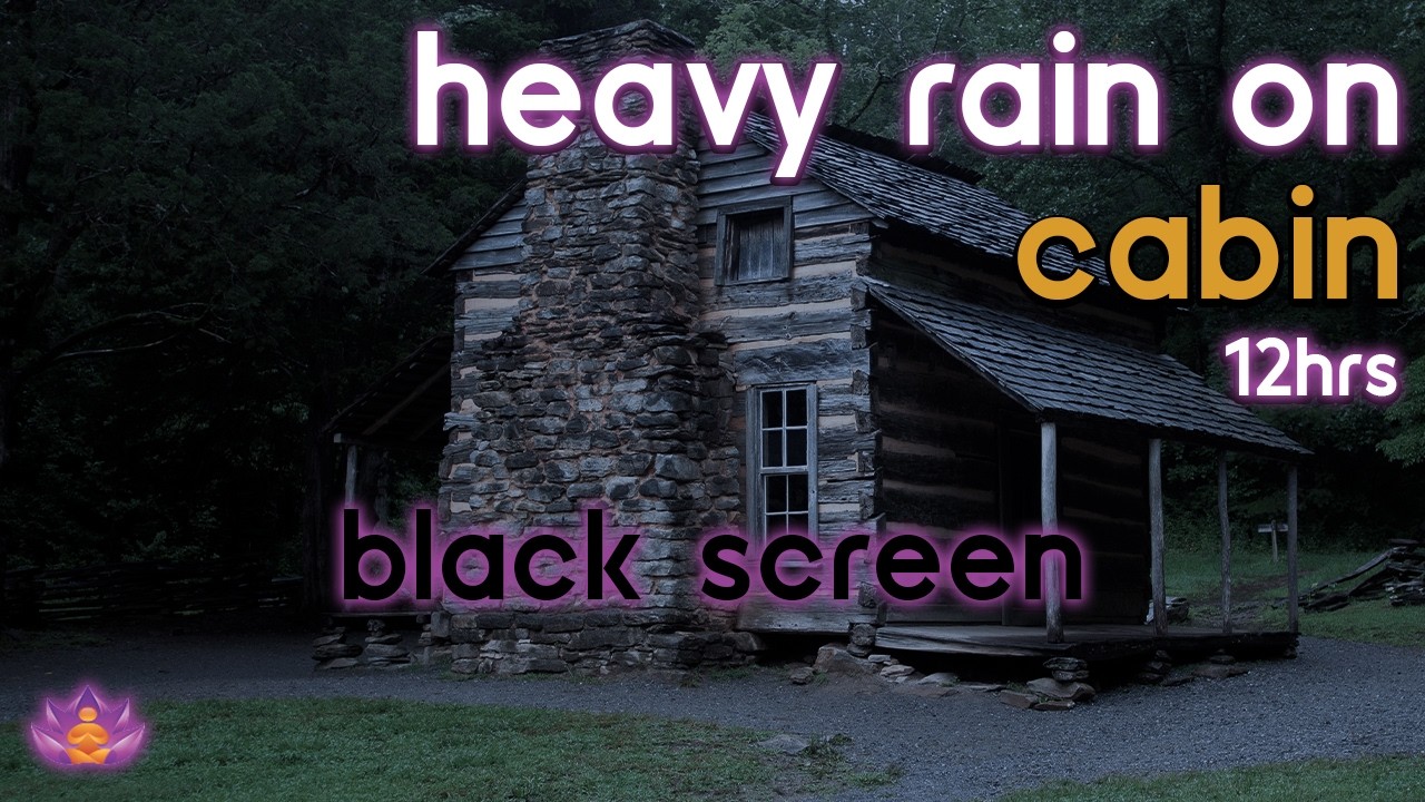 [Black Screen] Cozy Cabin Sleep | Heavy Rain on Cabin Roof – No Thunder | Sleep Rain Sounds