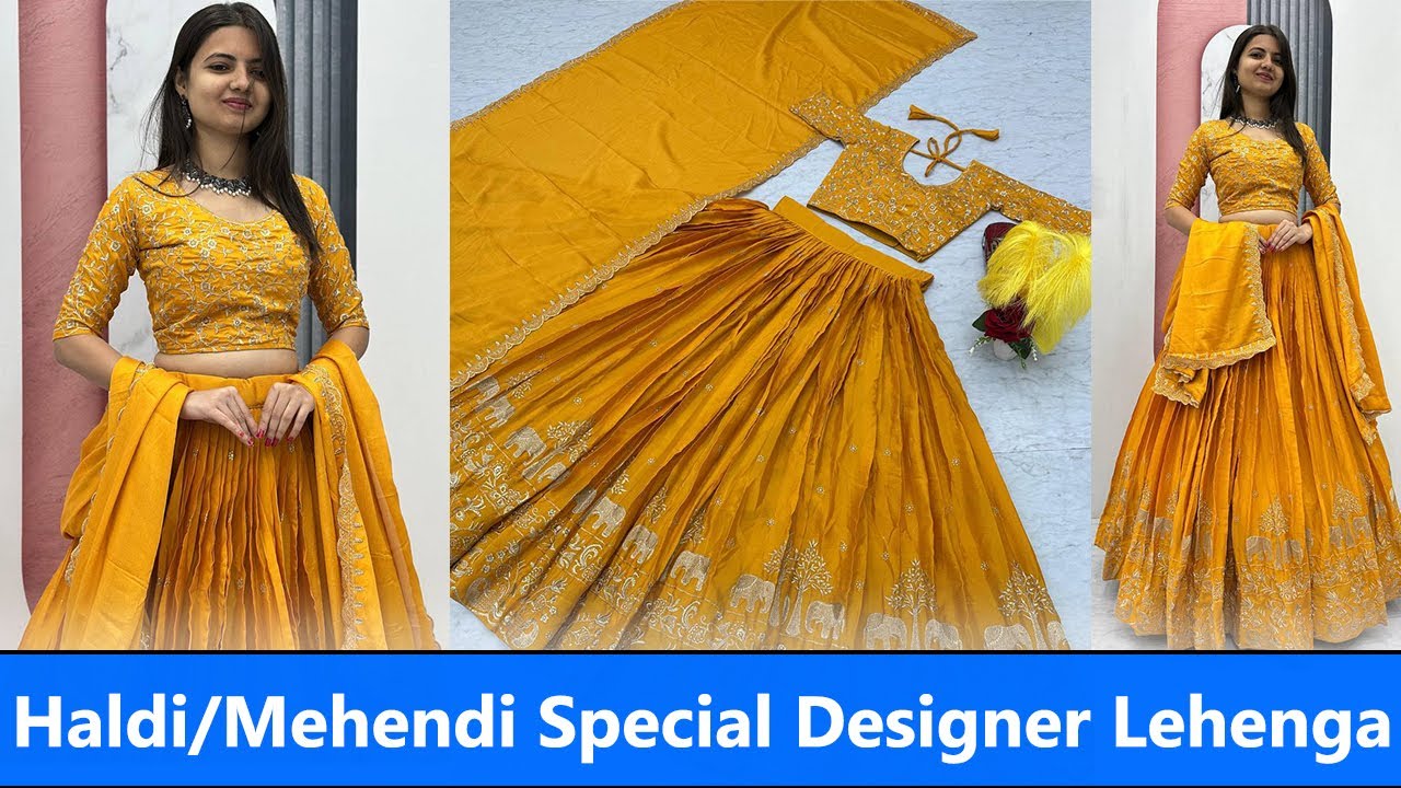 Haldi/Mehendi Special Designer Lehenga | Perfect Lehenga for Haldi ceremony #haldiceremony #lehenga