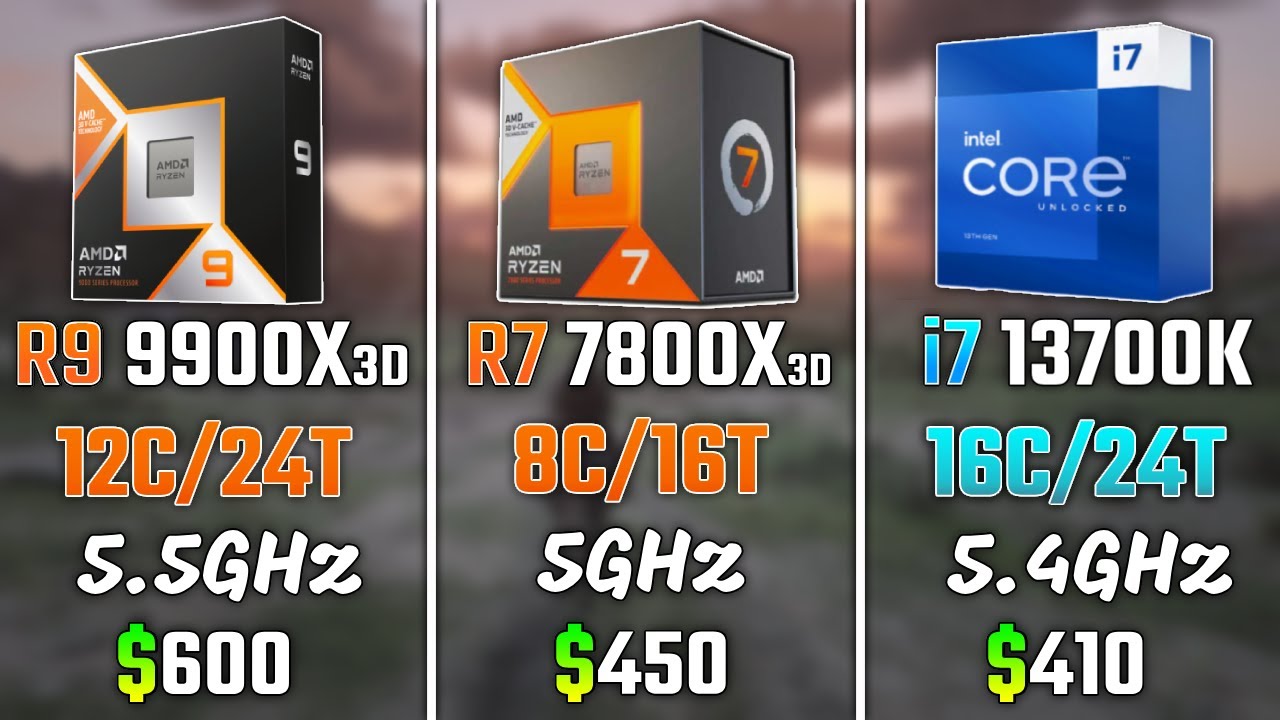 RYZEN 9 9900X3D vs RYZEN 7 7800X3D vs INTEL i7-13700K | Test in 6 Games
