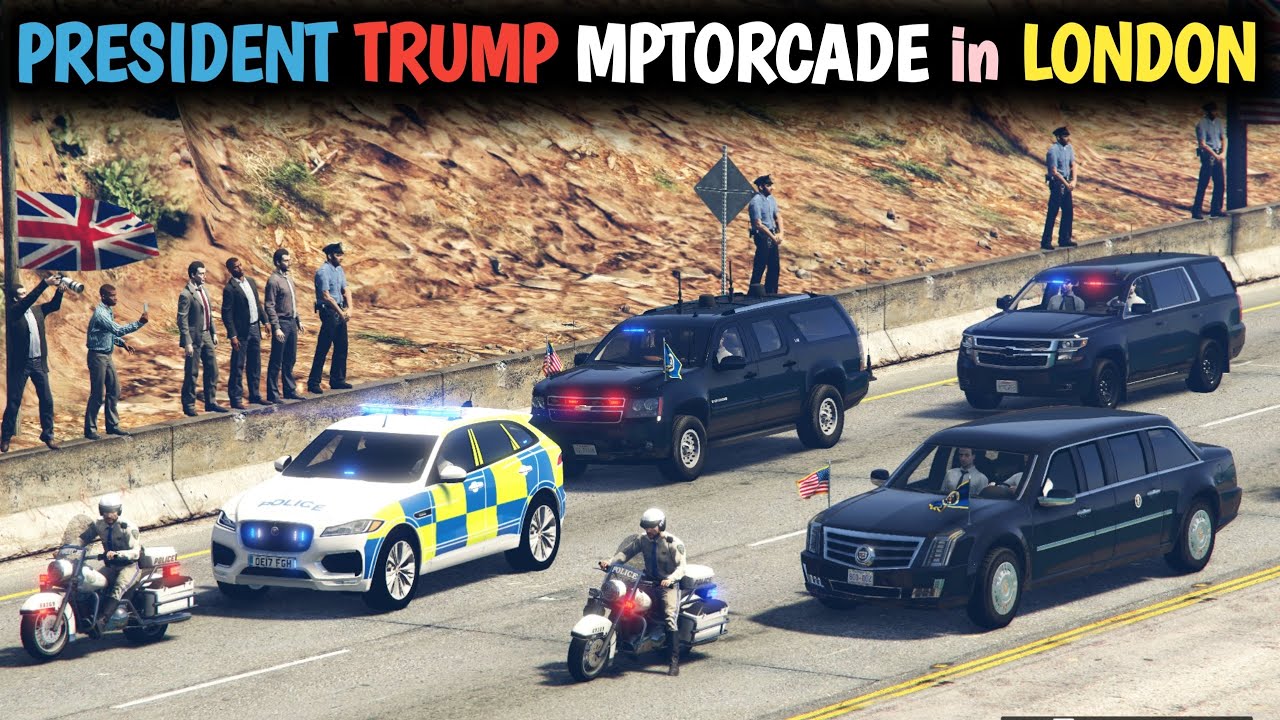 GTA 5 - President Trump Arrives in London - President Trump Motorcade - Game Loverz