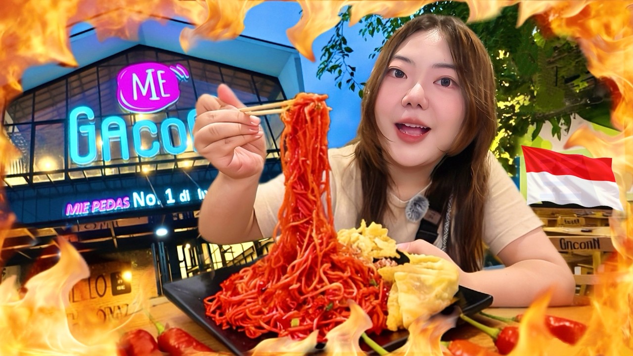 Foreigner Trying the SPICIEST NOODLE in Indonesia 🔥🇮🇩 Mie Gacoan LEVEL 8 🌶️