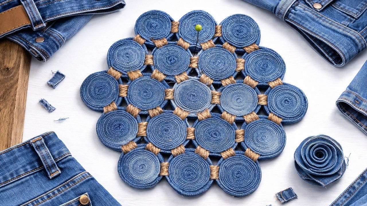 Here's how to make a rug from Old Jeans. Easy and Quick.