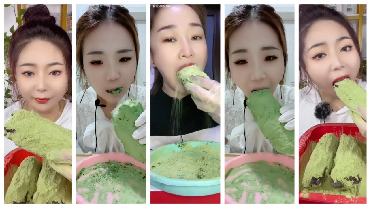 ASMR:Heavy Matcha Powder Ice|Soft Ice|crushed Ice|Hard ice|Foamed ice| white ice|V-Good Crunchy Ice