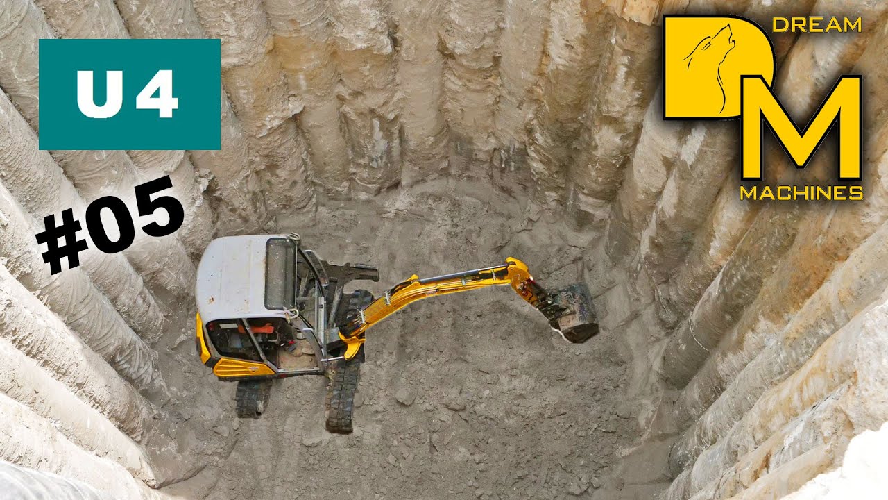 VOLVO EW180E MOBILBAGGER AUSHUB FÜR TUNNELBOHRMASCHINE BAUSTELLE U-BAHN U4 HAMBURG DREAM MACHINES