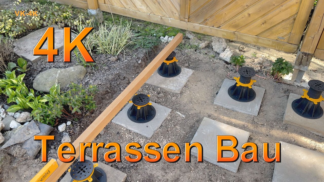 Holzterrasse auf Stelzlagern mit verdecktes Verschrauben selber bauen.