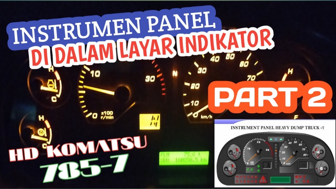 Pengenalan simbul instrumen panel  di layar indikator hd Komatsu 785-7