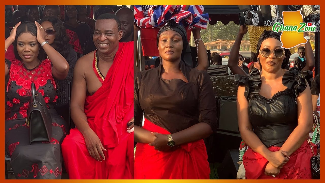 2 wives of Chairman Wontumi at his mother's funeral perform their rites