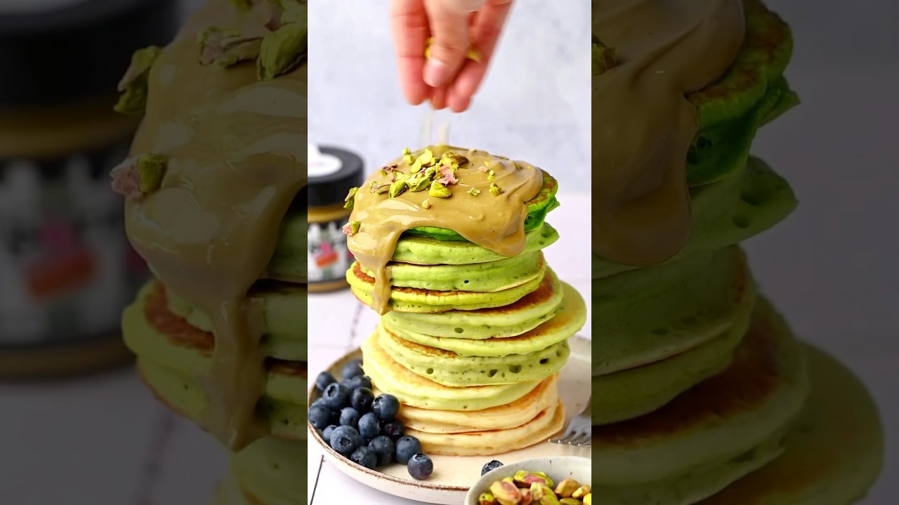 #Pancake vegani al pistacchio #ricettaveloce #ricettefacili #cremaproteica #pistacchio #ricettefit