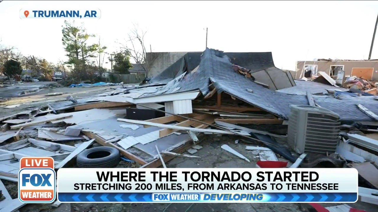 Emergency Response Area In Trumann, Arkansas Wiped Out By Tornado