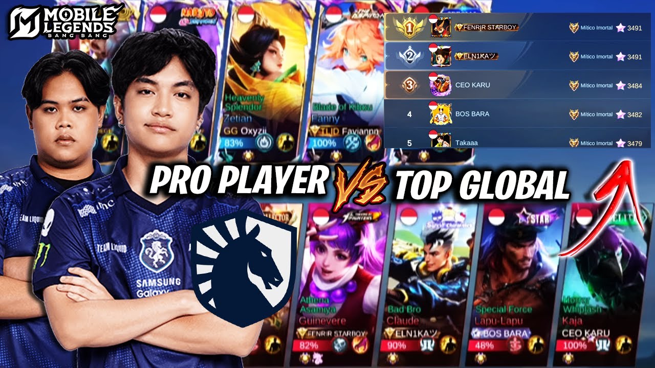 Team Liquid ID Enfrentam o TOP 1 GLOBAL da RANQUEADA! PRO PLAYERS vs TOP GLOBAL - MOBILE LEGENDS