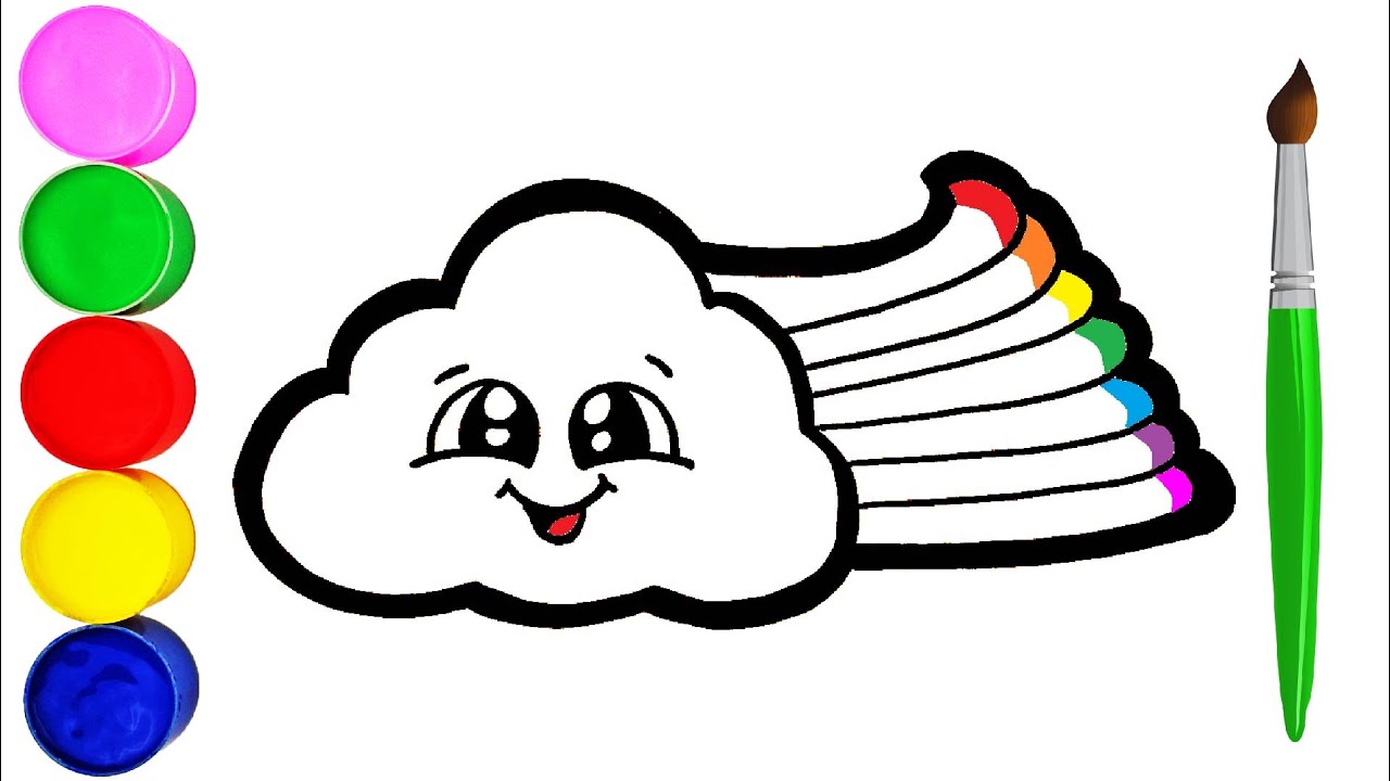 Regenbogenwolke Zeichnen und Malen f&uuml;r Kinder