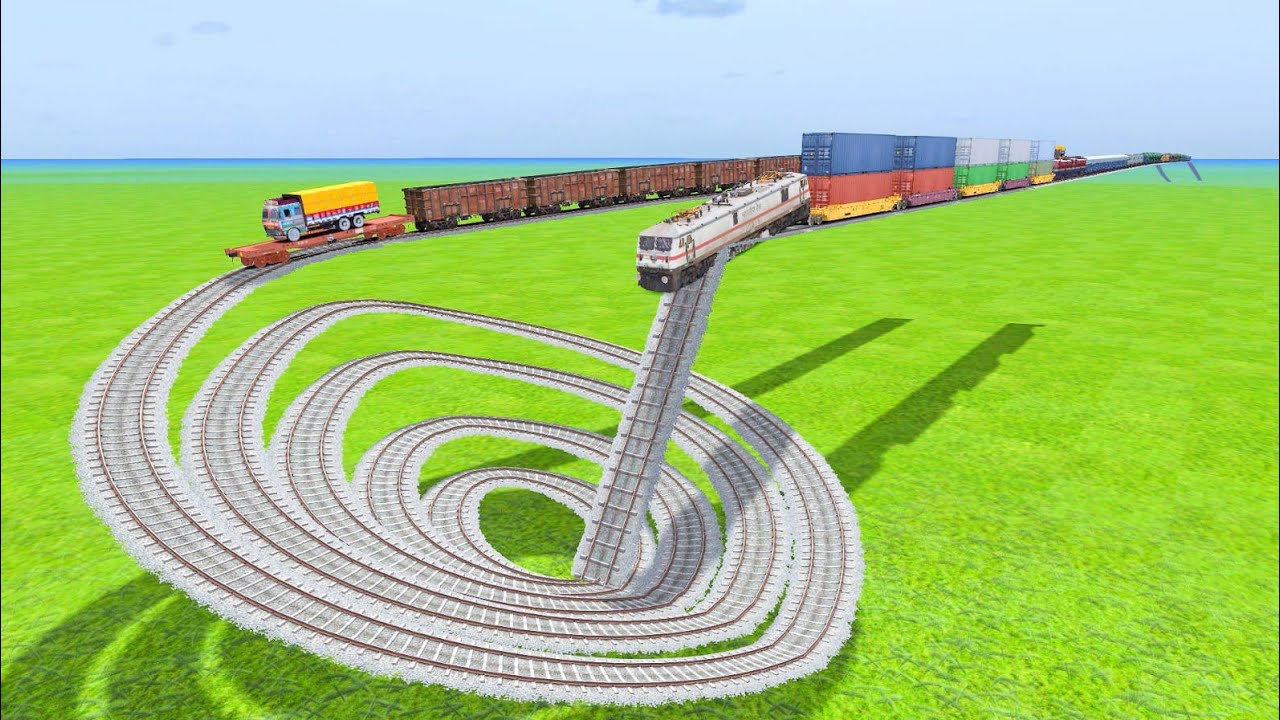 BUMPY CROSSING AND COUPLING OR UNCOUPLING OF TWO TRAINS ON ONE TRACK RAILROAD CROSSING |Train Sim |