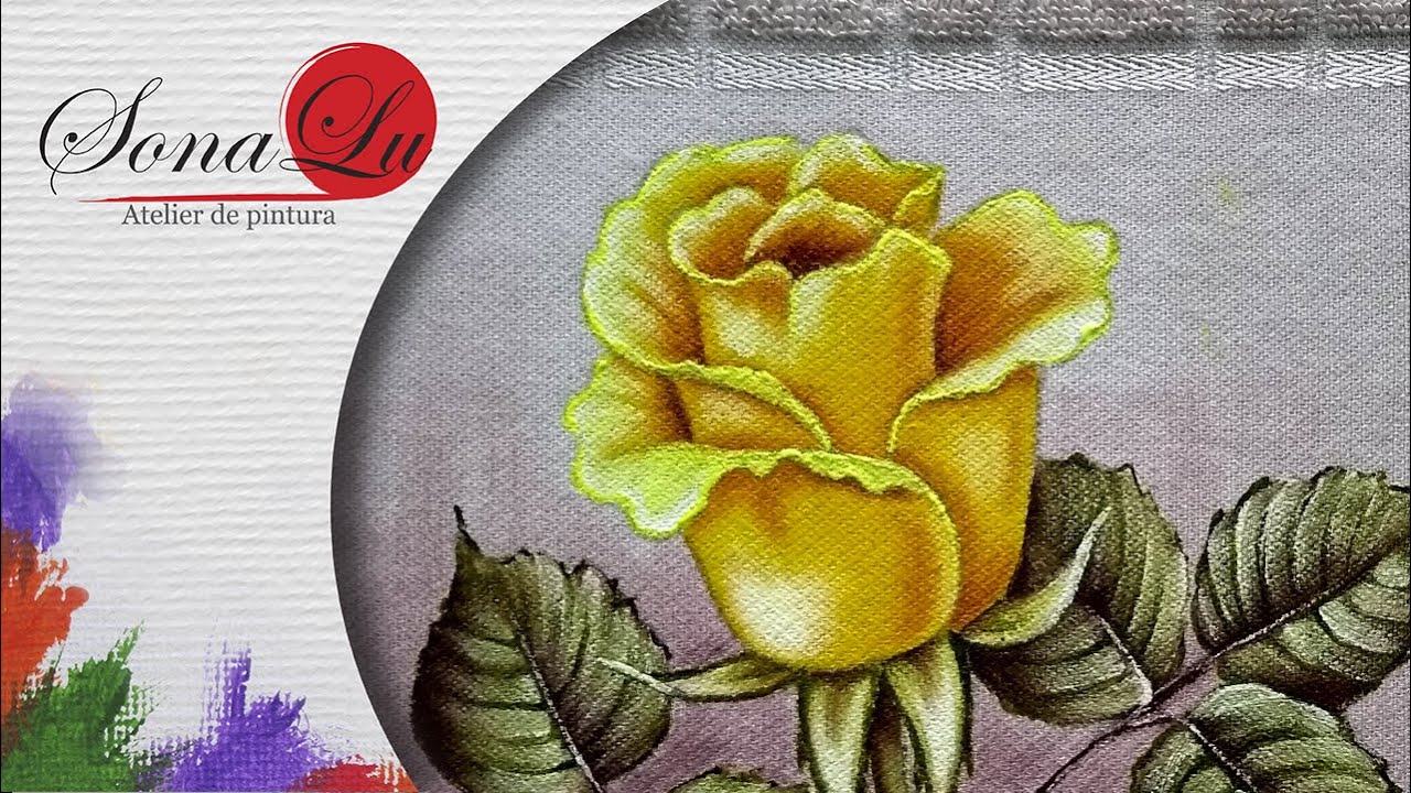 Aula 722 - Botão de Rosa Amarela em Toalha de Lavabo