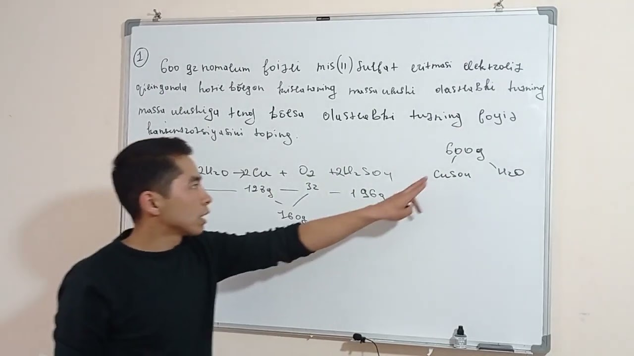 Muhammad Axrorov shogirtlaridan biri elektroliz mavzusidan masala yechimi.