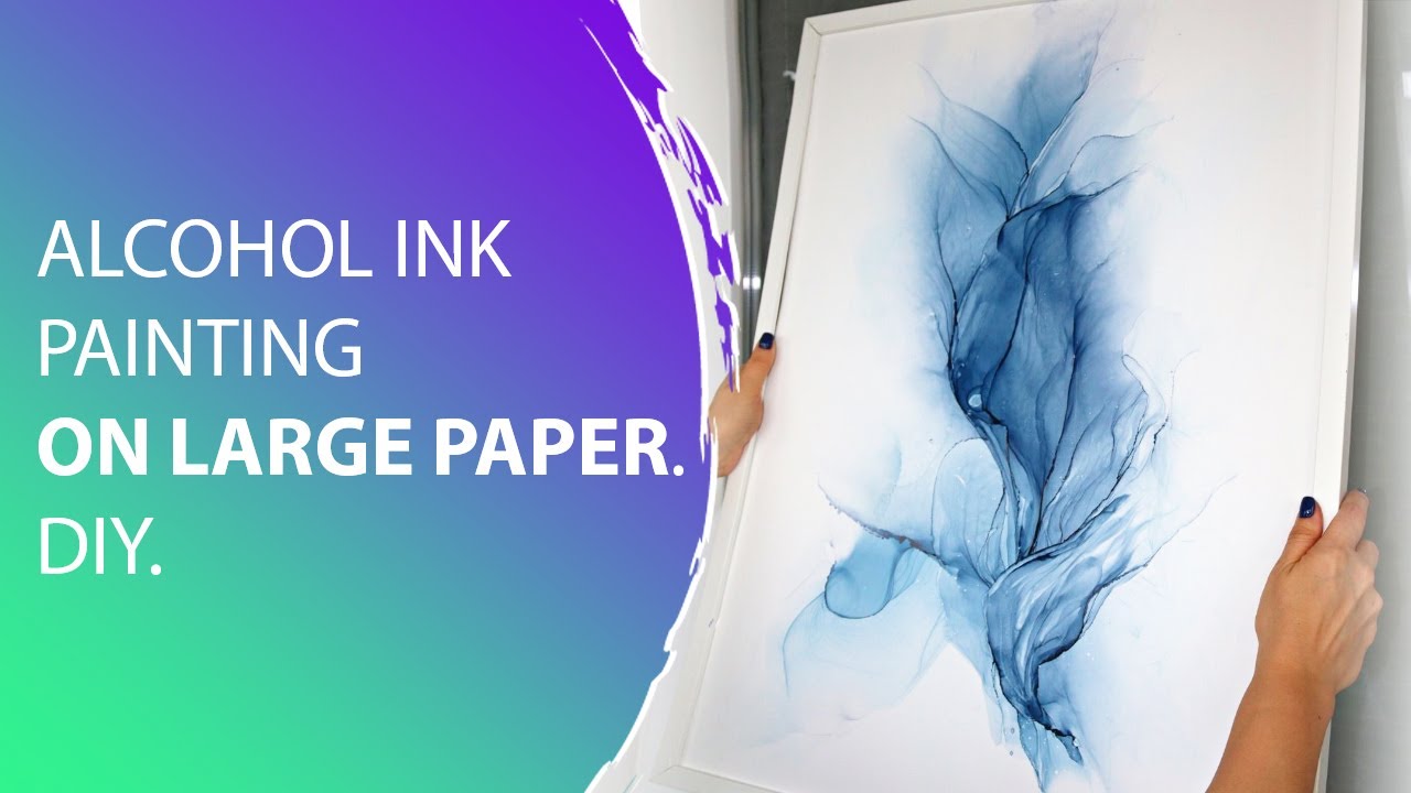 Alcohol ink painting on large paper  DIY