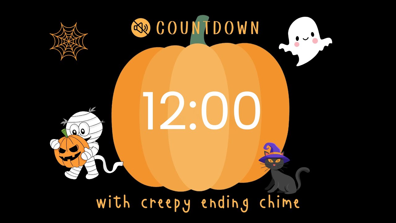12 Minute Silent Halloween Timer Countdown 🎃 Creepy Chime