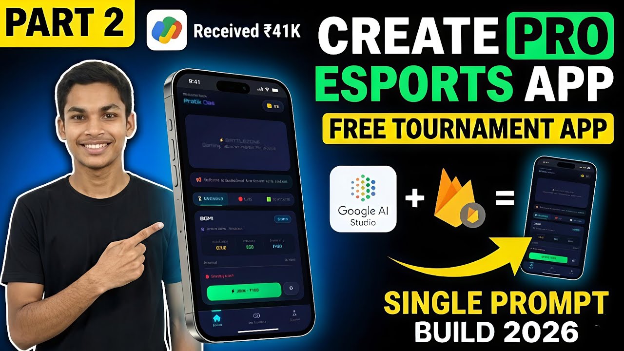 Khudka Tournament App Part 2 🔥 Google AI Studio + Firebase = Pro Esports App (Single Prompt 2026)
