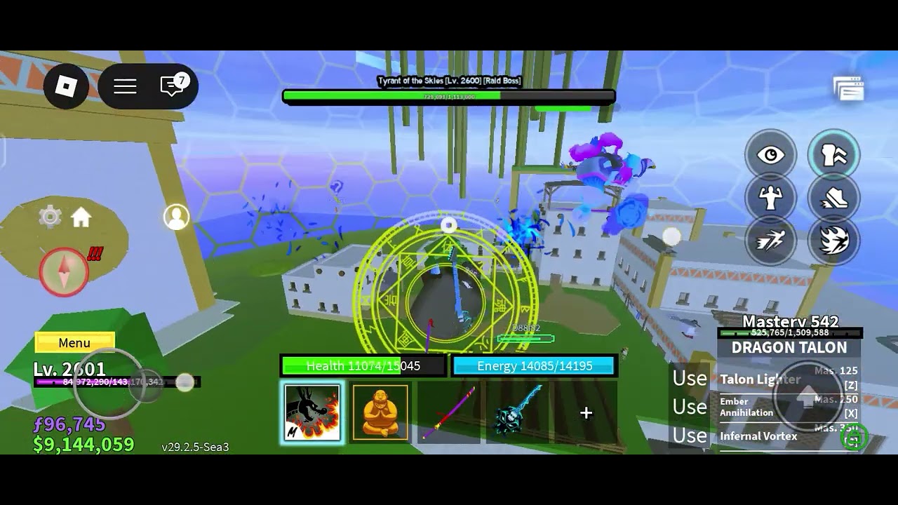 Roblox Blox fruit me vs tyrant of the skies ☠️☠️☠️