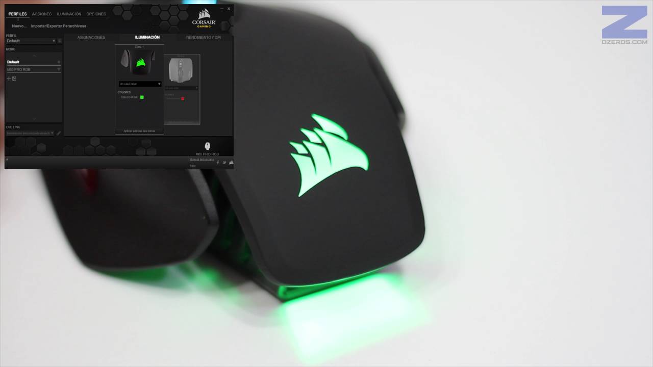 Mouse Corsair M65 Pro RGB Demostración de iluminación